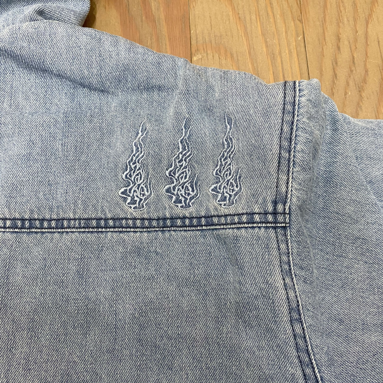 EVISEN EYE FIRE DENIM PUFF JACKET